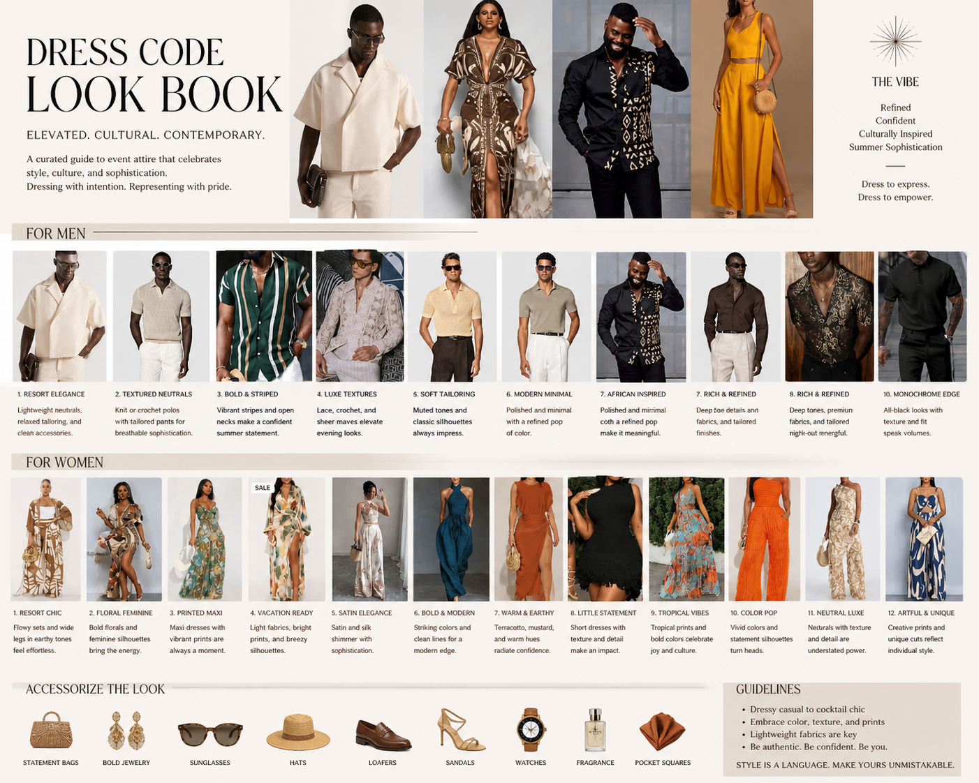 Africa Villa Dress Code Look Book - Elevated, Cultural, Contemporary