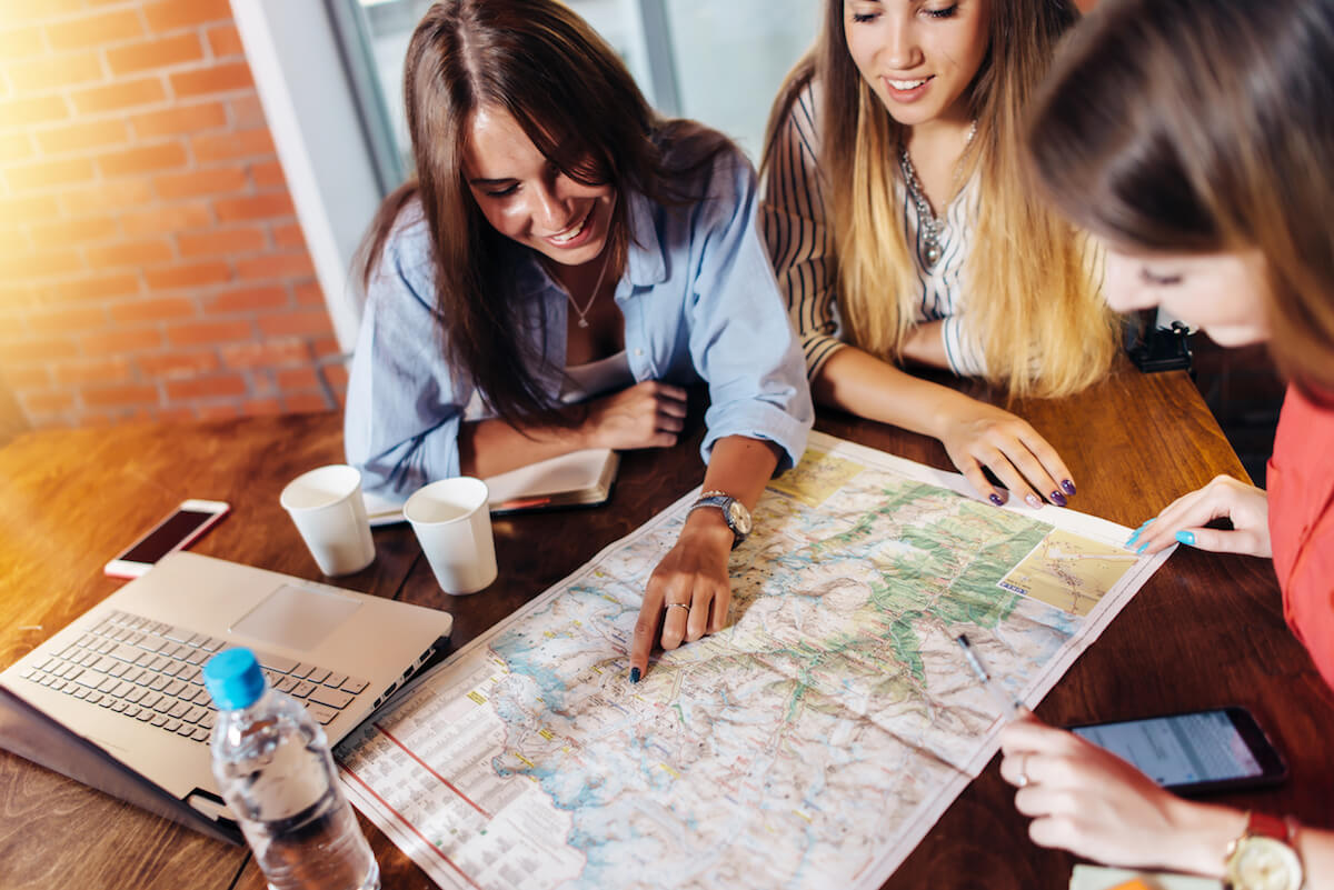 Friends planning a trip together
